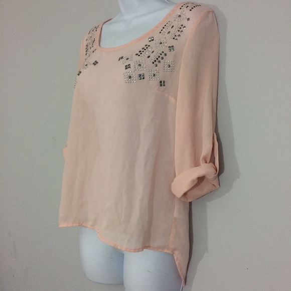 Charlotte Russe Womens S Pink Rhinestone Blouse - Picture 2 of 7
